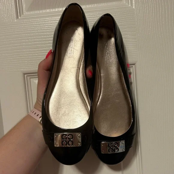 Women’s Shoes Designer Brand Coach London Black Patent Leather Flats Size 6.5 - Picture 8 of 10